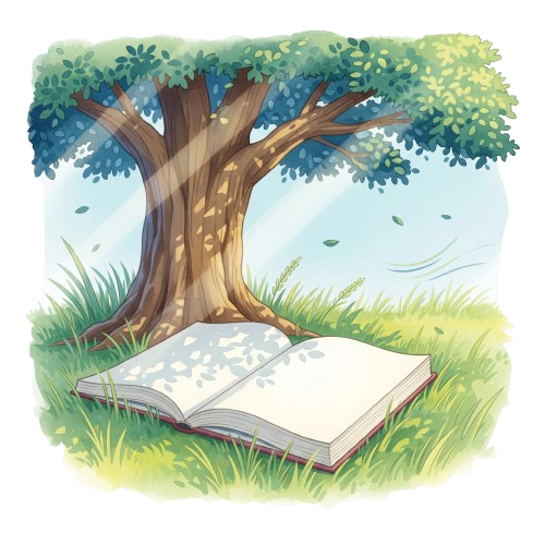 Child reading a book under a tree - authentic Islamic stories for kids